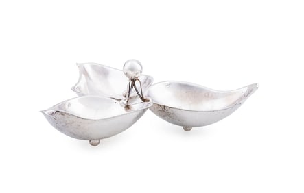 MCM ALFREDO SCIARROTA STERLING THREE-BOWL DISH