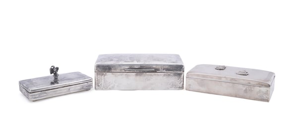 2 STERLING CIGARETTE BOXES & DUTCH .250 SILVER BOX