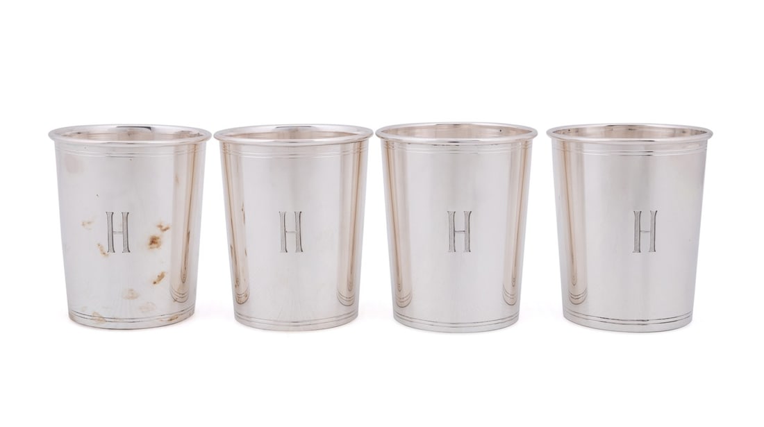 SET OF FOUR STERLING SILVER MINT JULEP CUPS (1 of 6)