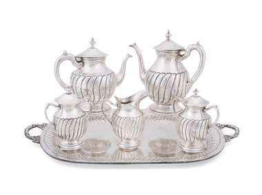 MEXICAN SIX-PIECE STERLING SILVER TEA SERVICE