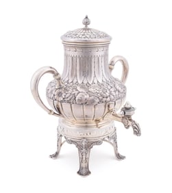 GORHAM REPOUSSE STERLING HOT WATER URN, 1900