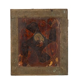 19TH C. RUSSIAN ORTHODOX BURNING BUSH ICON