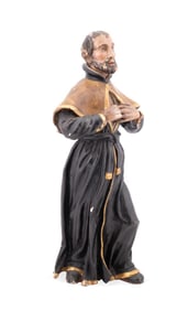 CARVED FIGURE OF ST. IGNATIUS LOYOLA