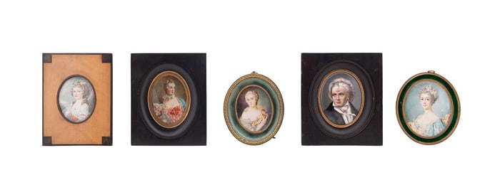 CONTINENTAL SCHOOL, FIVE MINIATURE PORTRAITS