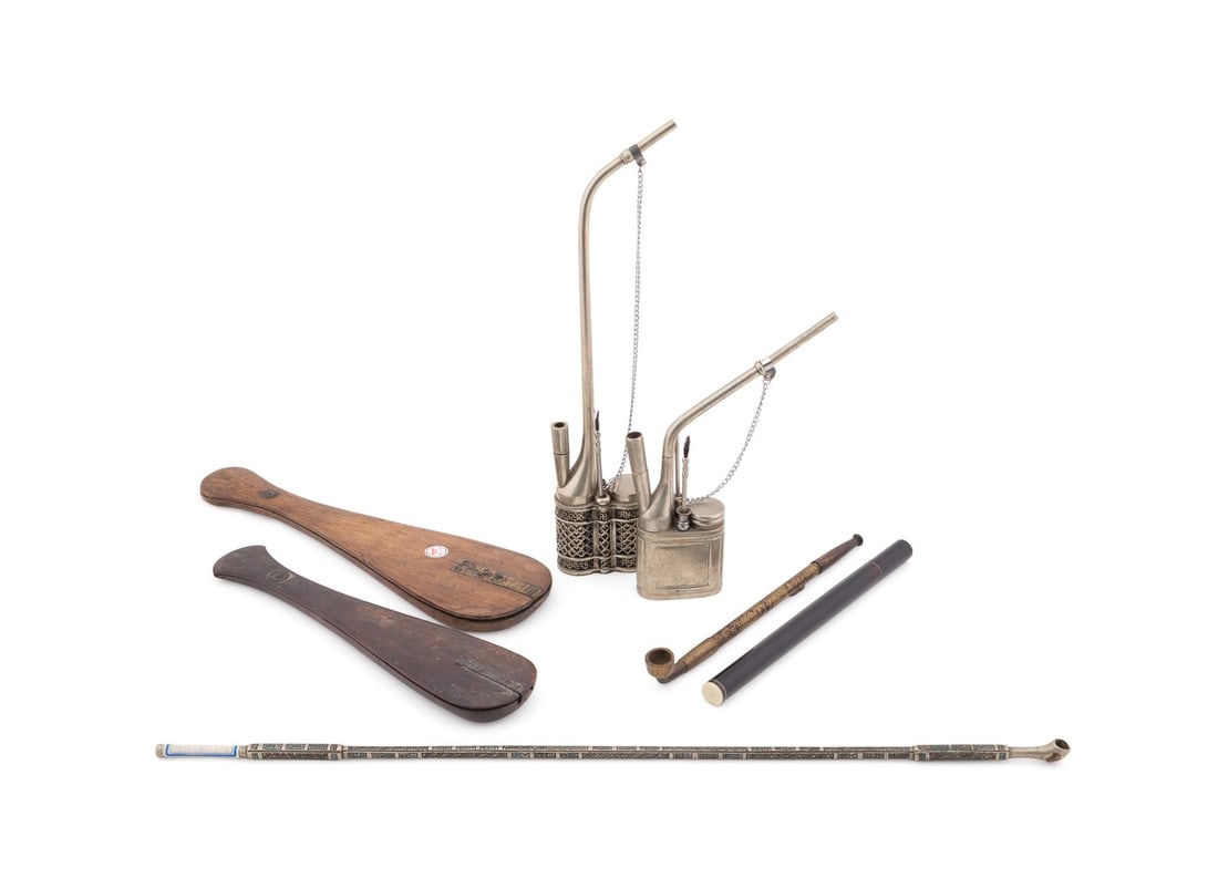 SEVEN-PIECE CHINESE OPIUM OR TOBACCO RELATED ITEMS (1 of 20)