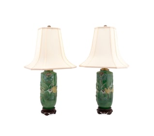 PAIR OF VASES MOUNTED AS LAMPS, MANNER W. BINGRONG