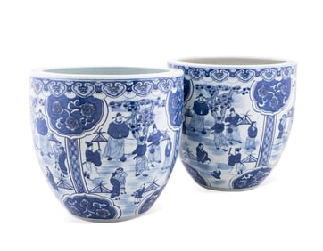 PAIR OF CHINESE PORCELAIN FISH BOWLS