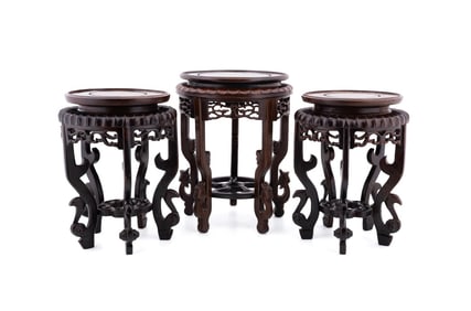 THREE CHINESE HARDWOOD PLANT STANDS