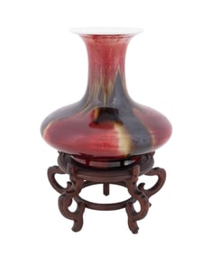 CHINESE FLAMBE GLAZE WATER CHESTNUT VASE