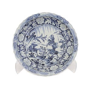 CHINESE LARGE BLUE & WHITE WARRIOR CHARGER