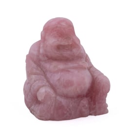 CHINESE ROSE QUARTZ SEATED BUDDHA