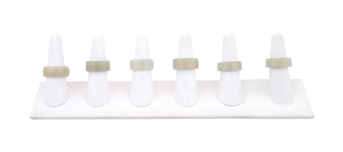 CHINESE, COLLECTION OF SIX JADE ARCHER'S RINGS (1 of 6)