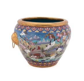 CHINESE CLOISONNE DOUBLE HANDLED CACHEPOT