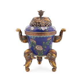 CHINESE CLOISONNE LIDDED KORO