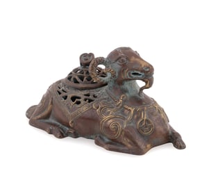 CHINESE RAM BRONZE RETICULATED CENSOR