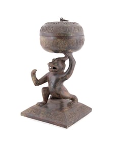 CHINESE ARCHAIC WARE STYLE FIGURAL BRONZE CENSER