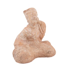CHINESE HAN DYNASTY STYLE SEATED TERRACOTTA FIGURE
