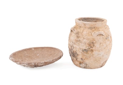 TWO CHINESE EARTHENWARE VESSELS