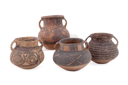 FOUR NEOLITHIC STYLE POTTERY VESSELS