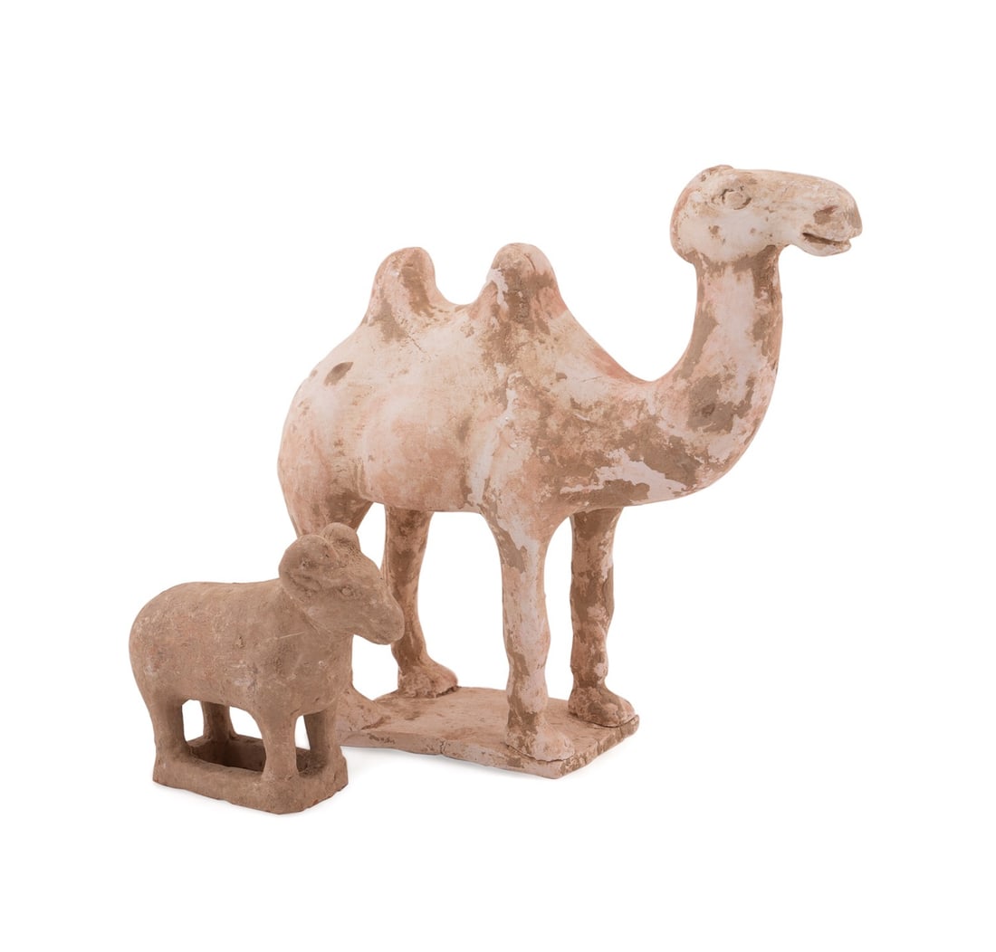 TWO CHINESE TERRACOTTA TOMB FIGURINES (1 of 6)