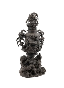 JAPANESE MEIJI PERIOD LARGE BRONZE KORO CENSER