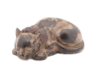 LARGE VINTAGE IRON SLEEPING CAT