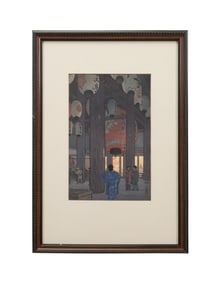 TOSHI YOSHIDA, 'ISHIYAMA TEMPLE' 1946 WOODBLOCK