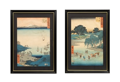 HIROSHIGE, 'FUJIEDA' & 'ARAI' WOODBLOCKS, C. 1855