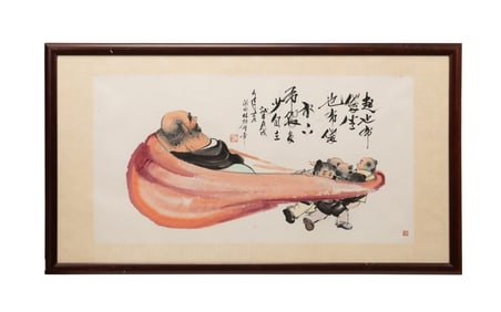 CHINESE SCH. FIVE BOYS FIGURAL SCENE, INK PAINTING