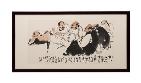 CHINESE SCHOOL, SIX IMMORTAL FIGURES, INK PAINTING