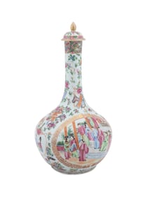 19TH C. CHINESE EXPORT ROSE MANDARIN WATER BOTTLE