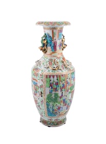 19TH C. CHINESE ROSE MANDARIN BALUSTER VASE