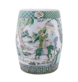 CHINESE FAMILLE VERTE PORCELAIN GARDEN SEAT