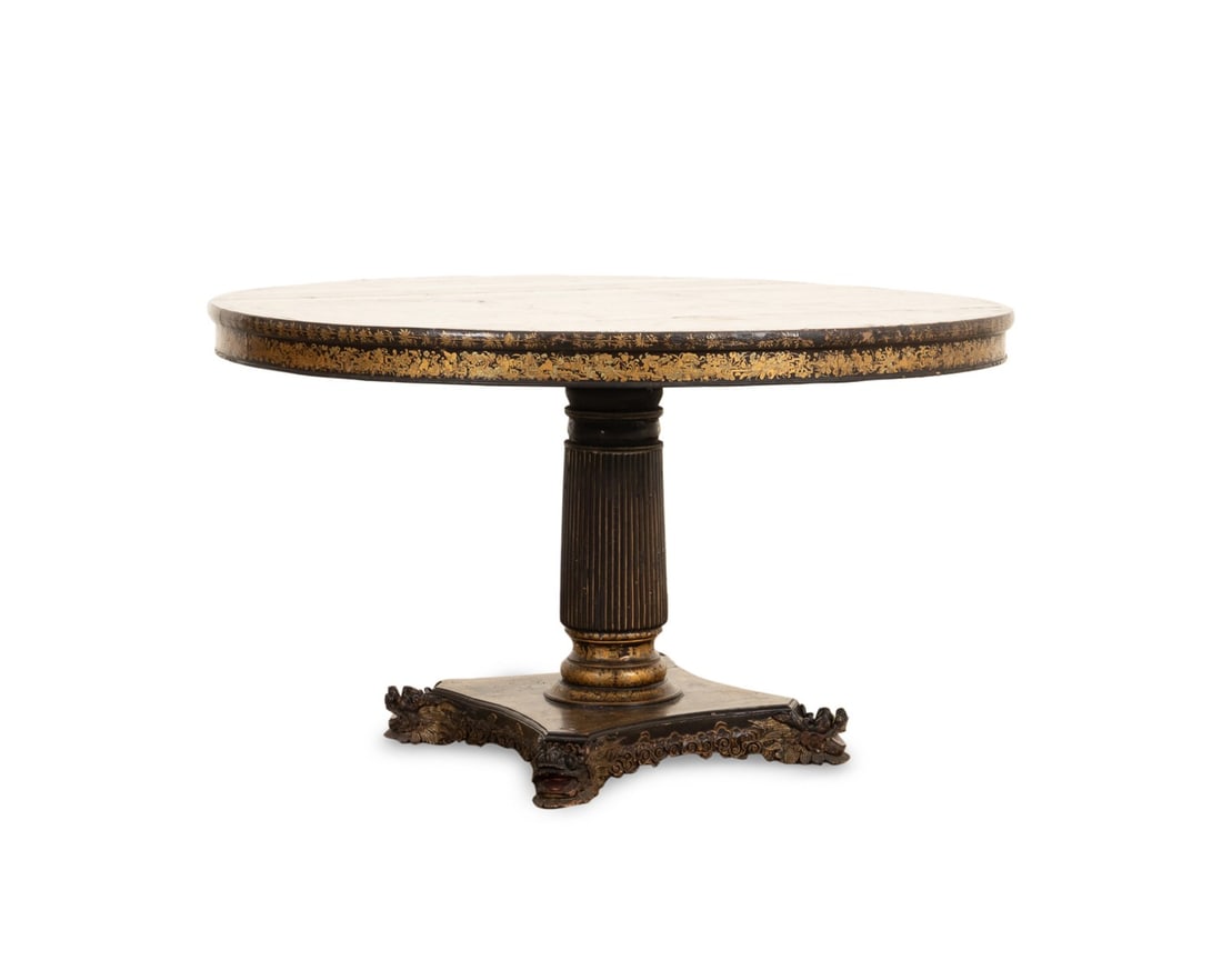 CHINESE EXPORT PARCEL-GILT BLACK LACQUERED TABLE (1 of 8)