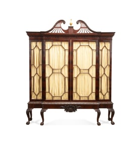 19TH C. CHIPPENDALE REVIVAL BREAKFRONT BOOKCASE