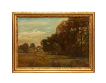M. FISHER, IMPRESSIONIST FIGURAL LANDSCAPE, O/C