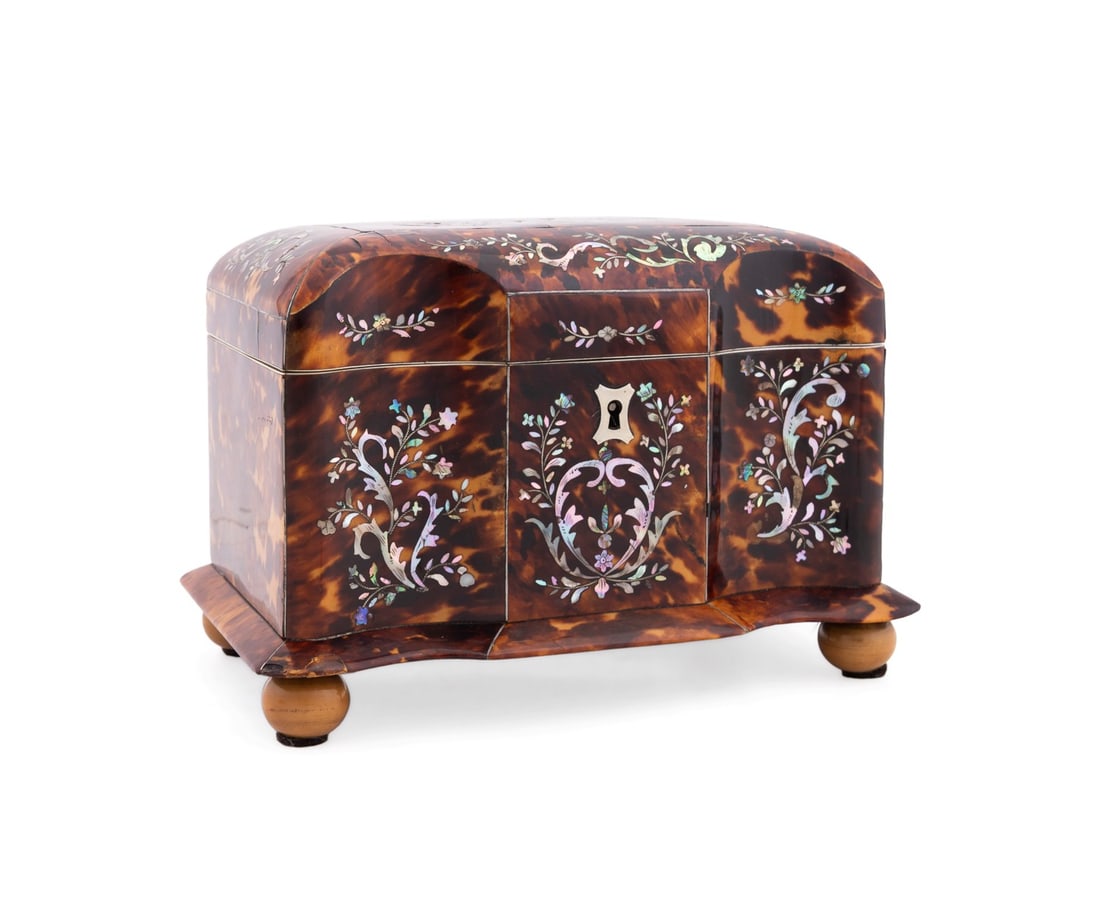 L. REGENCY SHELL & MOTHER OF PEARL TEA CADDY (1 of 9)