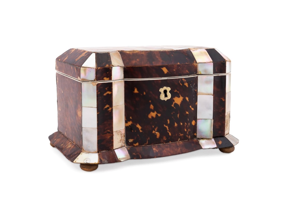 GEORGE IV SHELL & MOTHER OF PEARL TEA CADDY (1 of 9)