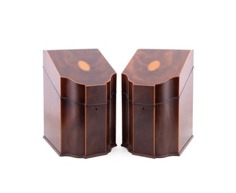 PAIR OF GEORGIAN III STYLE MAHOGANY KNIFE BOXES