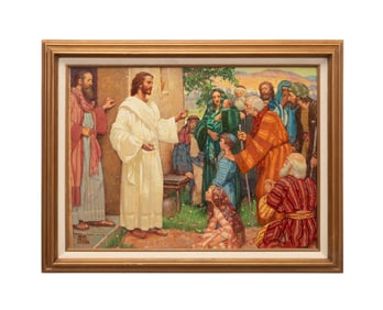 R.P. COLEMAN, 'JESUS OUTSIDE PETER'S DOOR', OIL