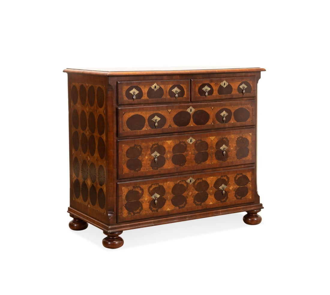 19TH C. WILLIAM & MARY OYSTER VENEERED CHEST (1 of 6)