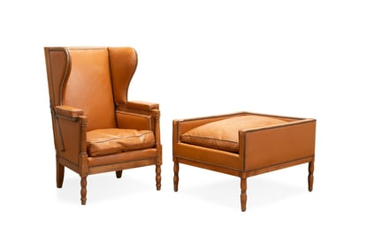 DUCHESSE BRISEE LEATHER RECLINING CHAIR & OTTOMAN
