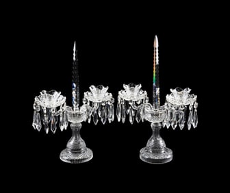 WATERFORD CRYSTAL, PAIR OF 2-LIGHT CANDELABRA