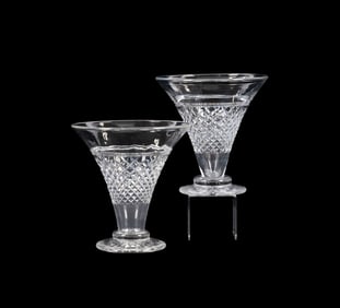 THOMAS WEBB & SONS, PAIR OF CRYSTAL TRUMPET VASES