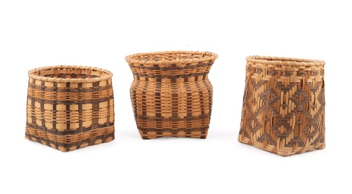 THREE CHEROKEE NATIVE AMERICAN BASKETS
