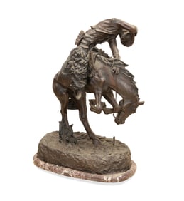 AFTER REMINGTON 'THE RATTLESNAKE' BRONZE SCULPTURE