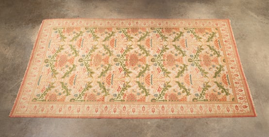 HANDWOVEN PINK ANDGREEN SPANISH FLORAL OUSHAK