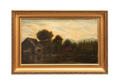 COTTAGE LANDSCAPE SCENE OIL, MANNER OF SHAPLEIGH