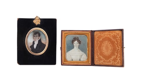 AMERICAN/BRITISH SCHOOL, TWO MINIATURE PORTRAITS