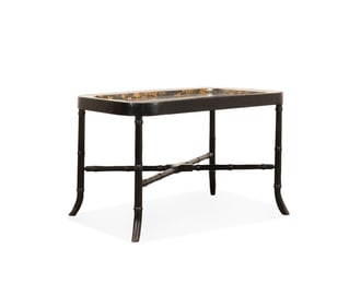 VICTORIAN PAPIER MACHE TRAY ON FAUX BAMBOO STAND